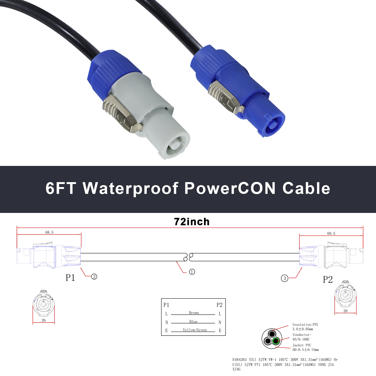 powercon power cable powercon power cable