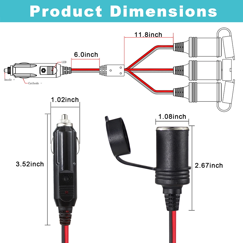 3-Way Cigarette Lighter Socket Splitter 3-Way Cigarette Lighter Socket Splitter