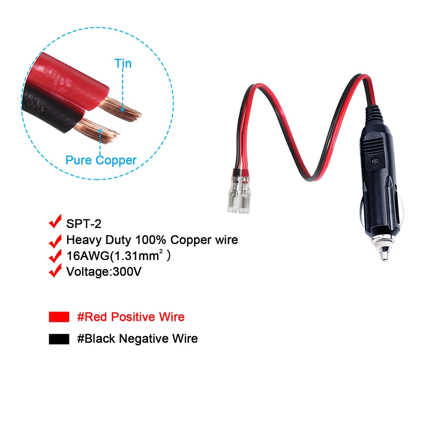 Cigarette Lighter Plug to Ring Terminal Cable Cigarette Lighter Plug to Ring Terminal Cable