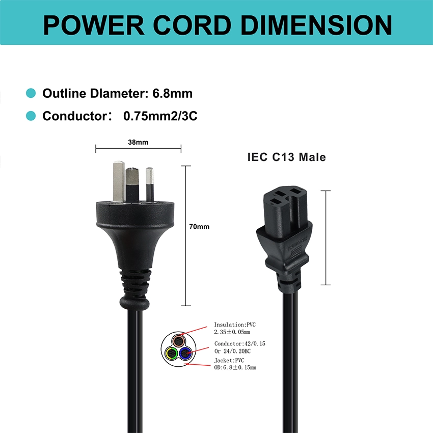 AS/NZS 3112 to IEC C15 High-Temp Cord
