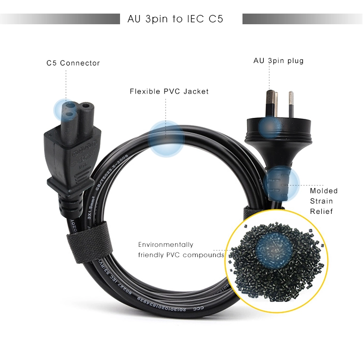 AS/NZS 3112 to IEC C5 Power Cord