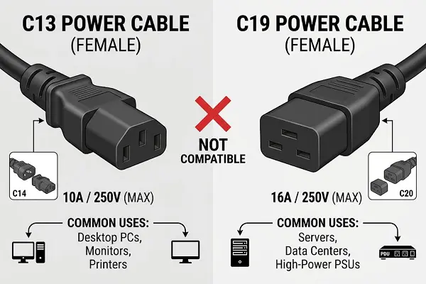 C13 and C19 power cable