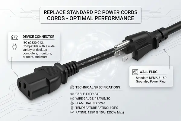 NEMA 5-15P to C13 Power Cord NEMA 5-15P to C13 Power Cord