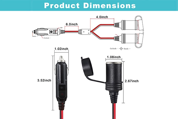 12V cigarette lighter power adapter