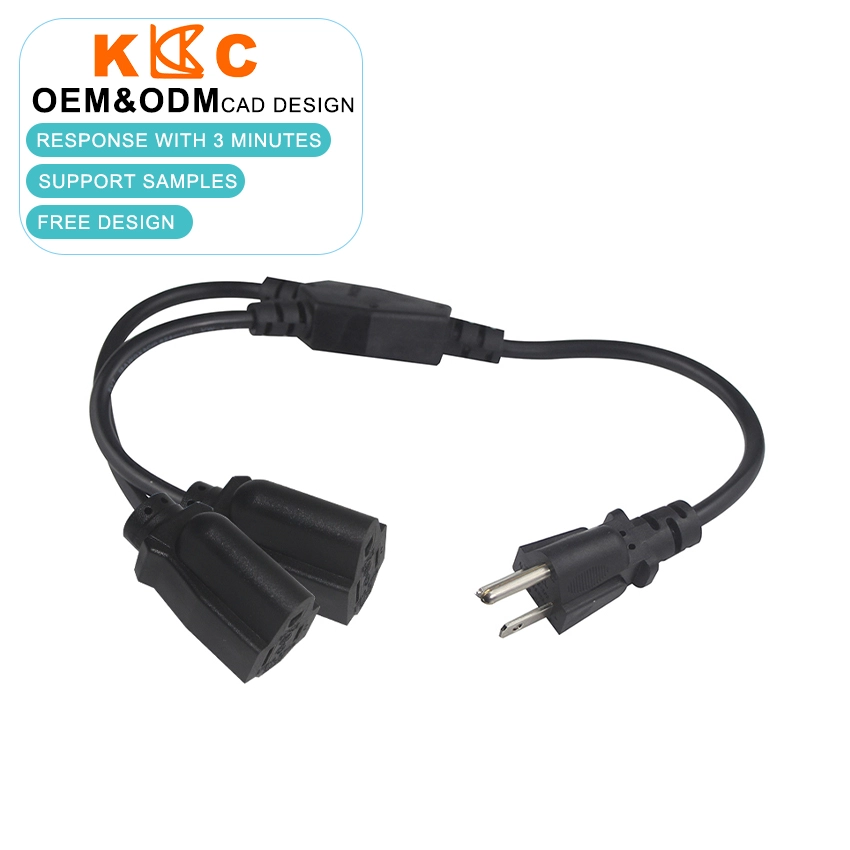 1 in 2 NEMA1-15P to NEMA5-15R extension cord