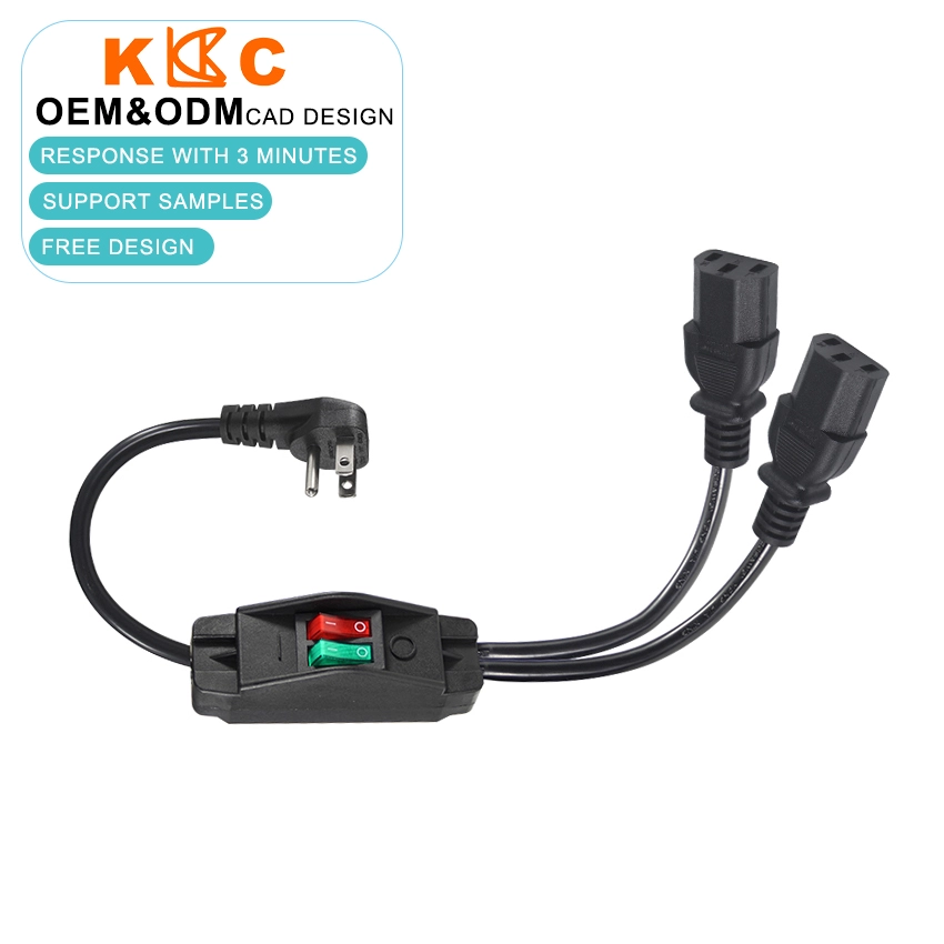 NEMA 5-15P to Dual IEC C13 Power Splitter Cord with Independent Switches