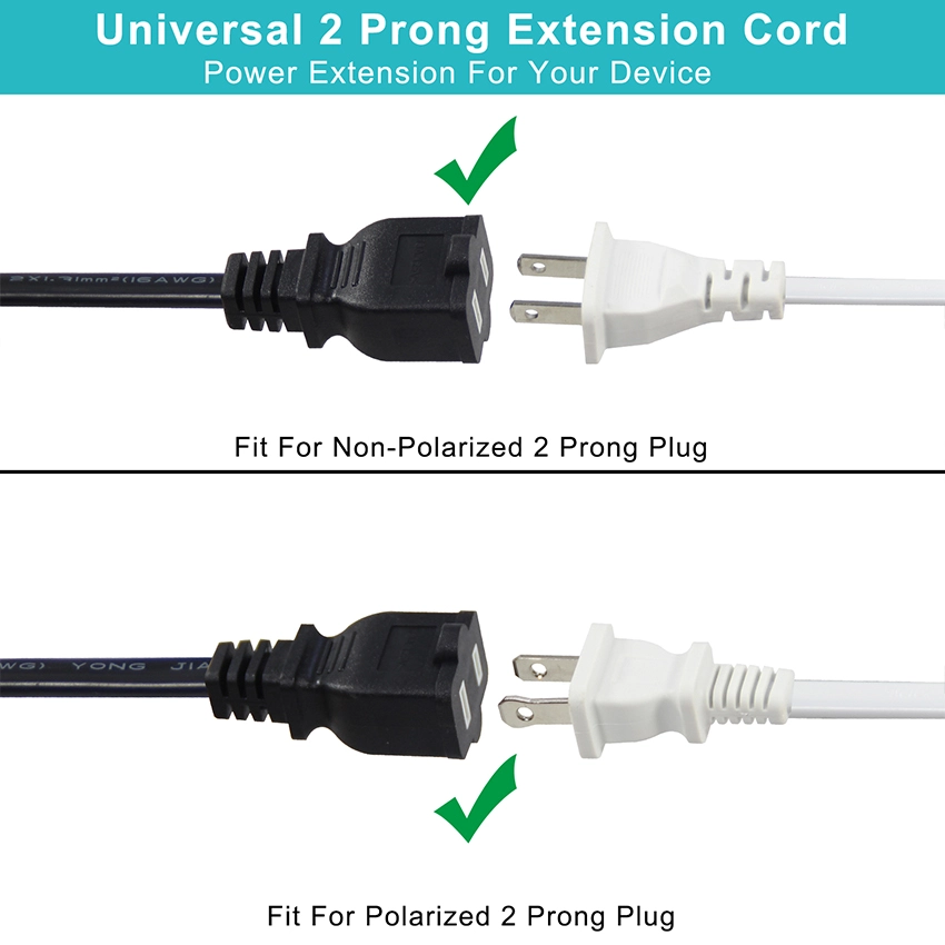 NEMA 1-15P to NEMA 1-15R 2-Prong Power Extension Cord NEMA 1-15P to NEMA 1-15R 2-Prong Power Extension Cord