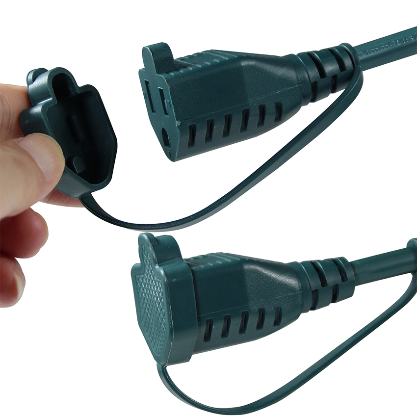 Green NEMA 5-15P to 3-Way Splitter Power Extension Cord with Safety Covers