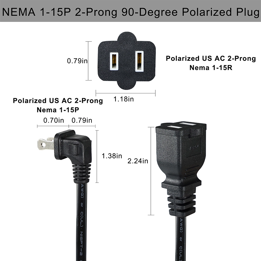 90-Degree Angled NEMA 1-15P to 4-Way 1-15R Power Splitter Cord with Safety Dust Covers
