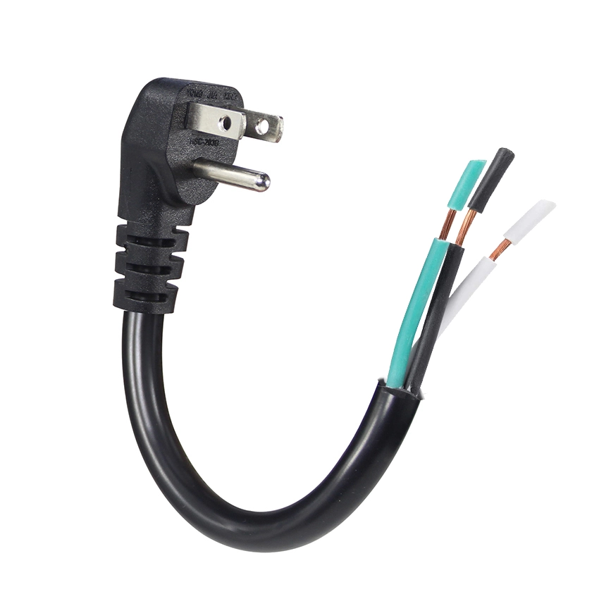 NEMA 5-15P Right Angle to Open End / Stripped End Replacement Power Cord