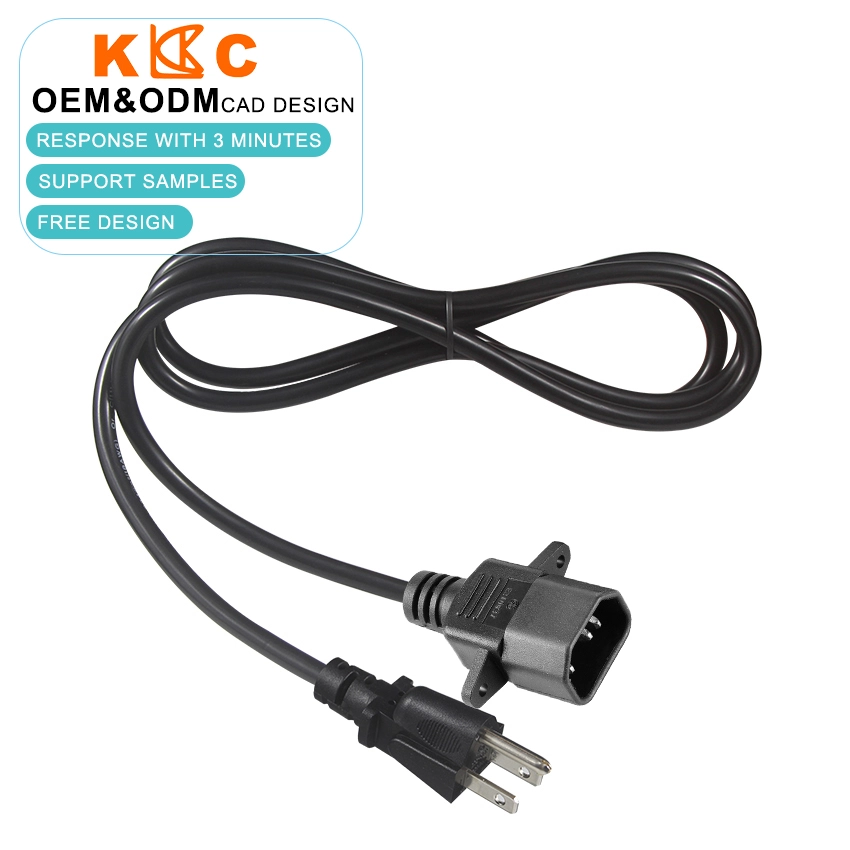 NEMA 5-15P to Panel Mount IEC320 C14 Power Cord
