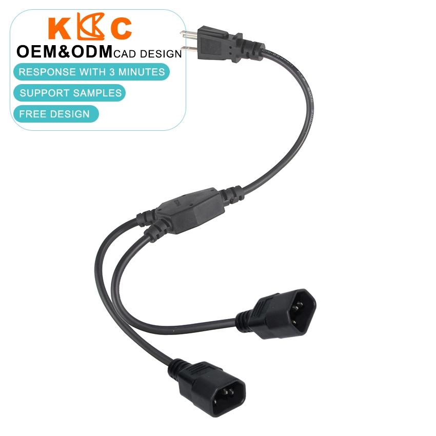 1 to 2 NEMA 5-15P to C14 Power Extension Cable 1 to 2 NEMA 5-15P to C14 Power Extension Cable