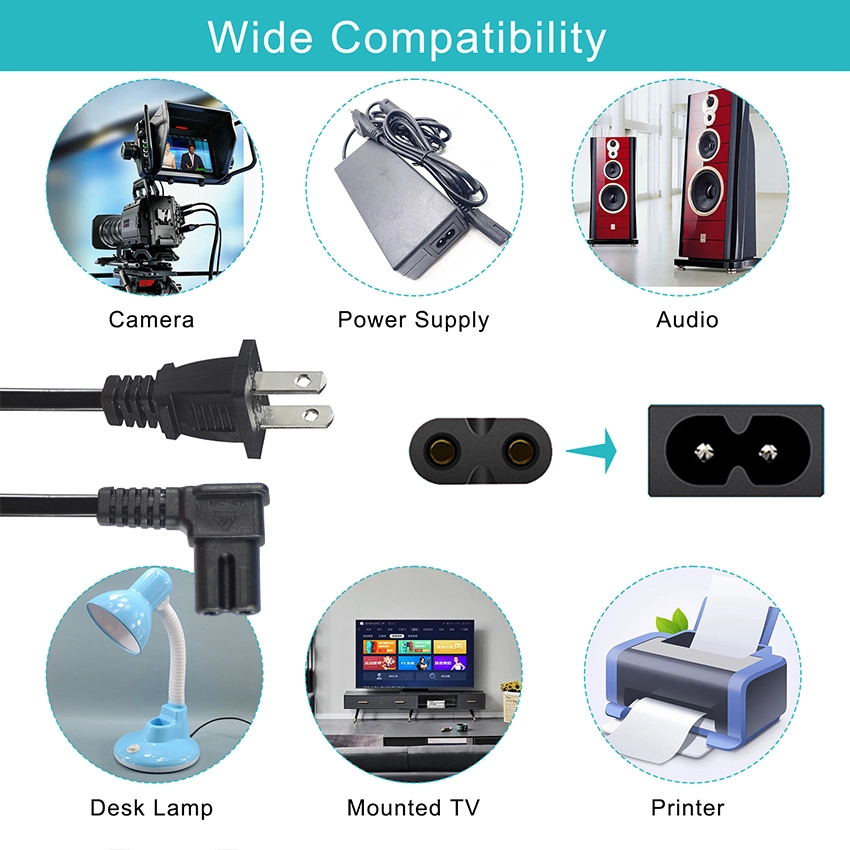 NEMA 1-15P to Right Angle IEC320 C7 Power Cord