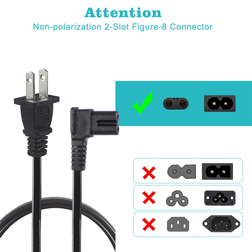 NEMA 1-15P to Right Angle IEC320 C7 Power Cord