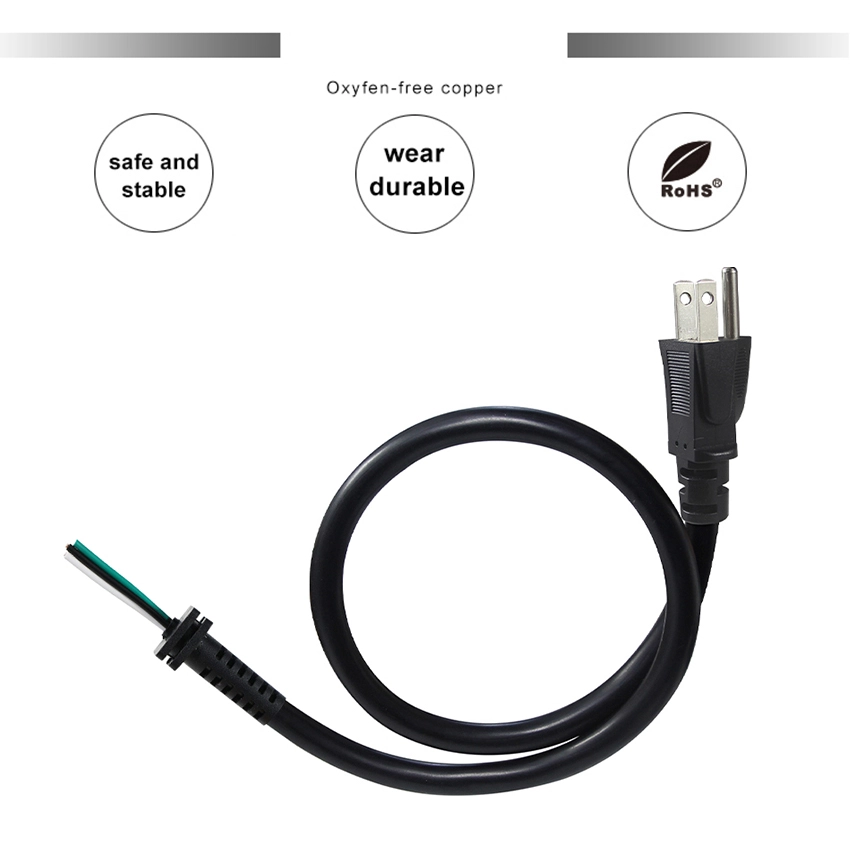 NEMA 5-15P to Stripped End Power Cord with Strain Relief NEMA 5-15P to Stripped End Power Cord with Strain Relief