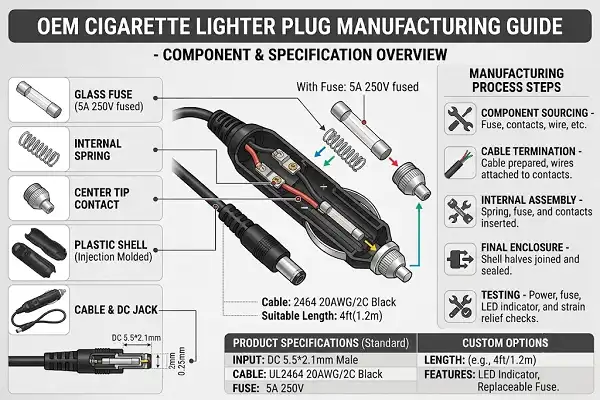 cigarette lighter male plug