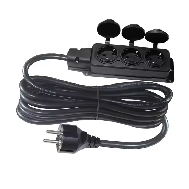 European 3-Outlet Power Strip with Protective Covers
