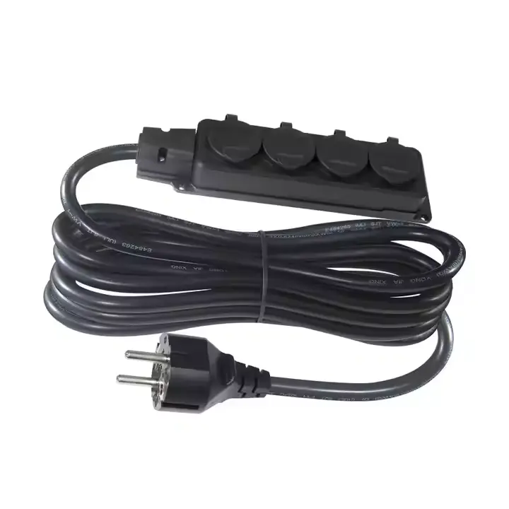 European 3-Outlet Power Strip with Protective Covers