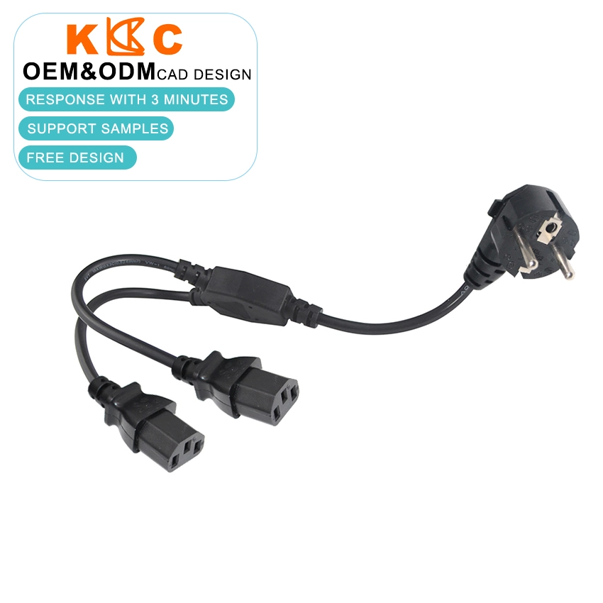 EU Schuko Plug to Dual IEC C13 Power Splitter Cord