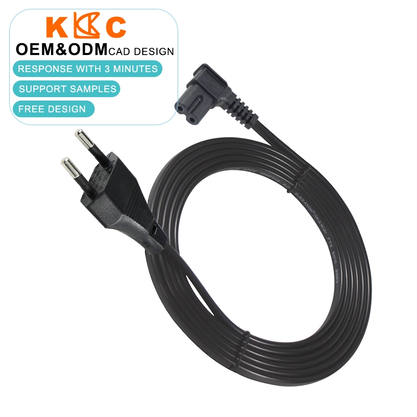  Euro 2 Pin Plug to Right Angle IEC C7 Power Cord