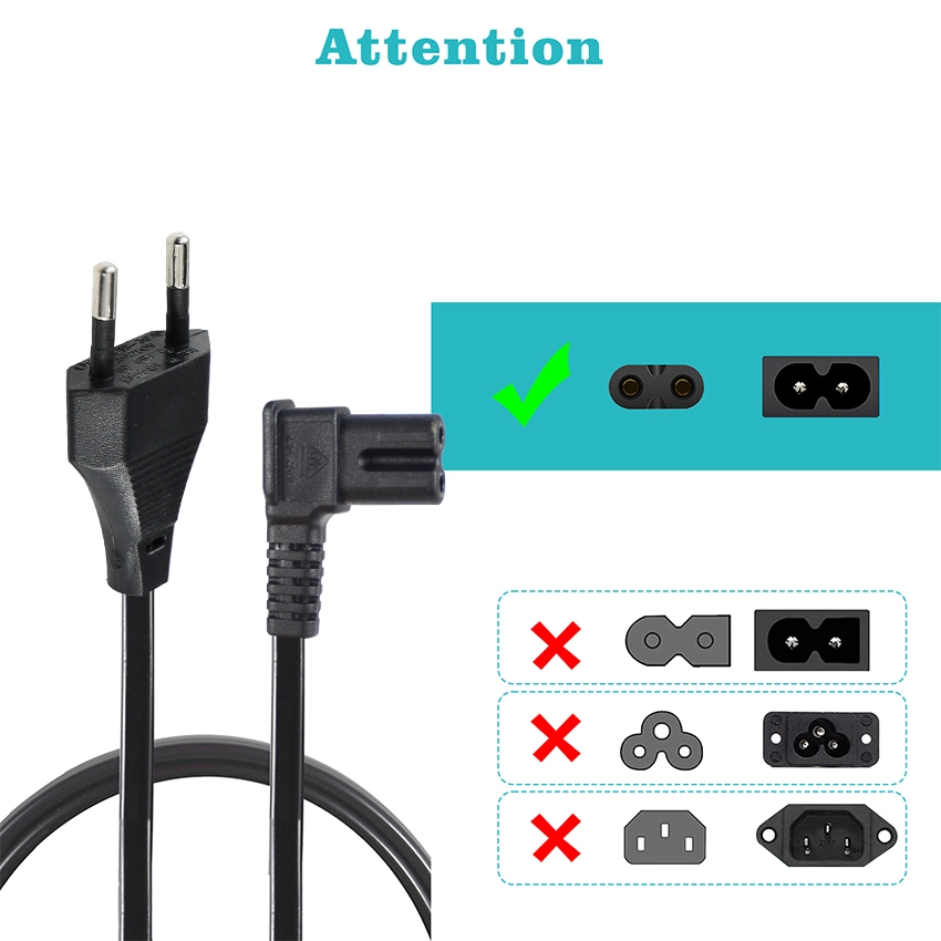 Euro 2 pin plug to right angle IEC C7 power cord Euro 2 pin plug to right angle IEC C7 power cord