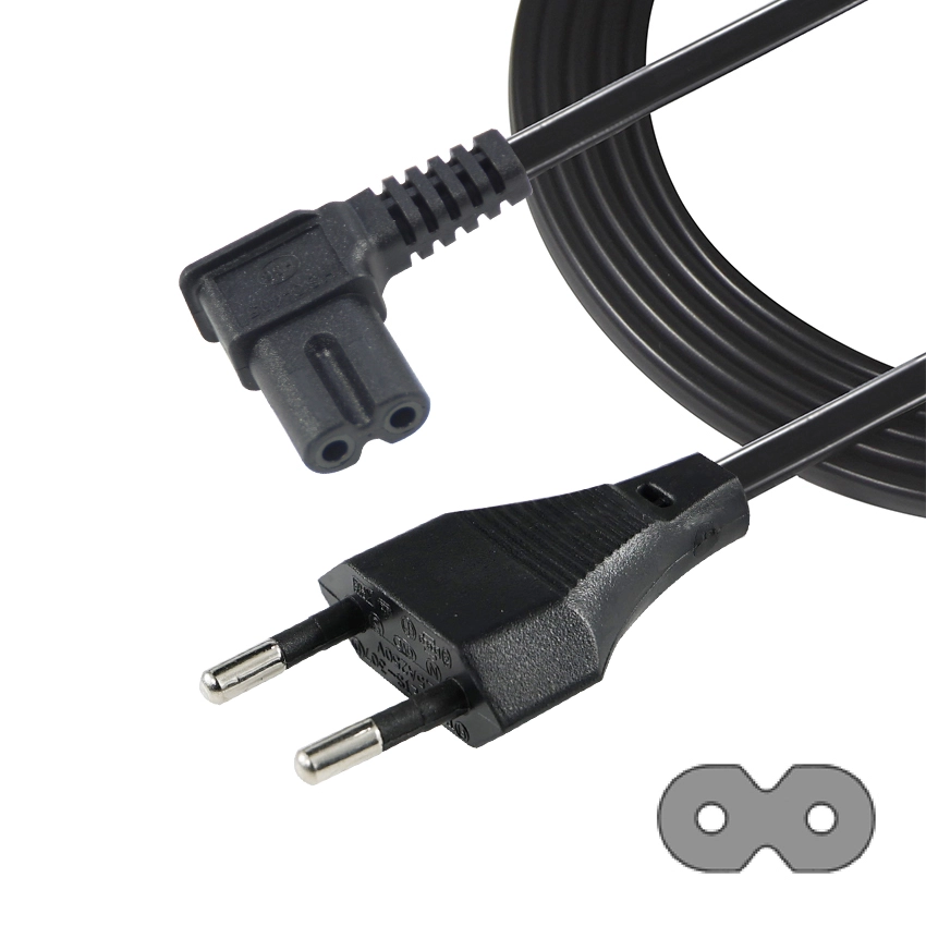 Euro 2 pin plug to right angle IEC C7 power cord Euro 2 pin plug to right angle IEC C7 power cord