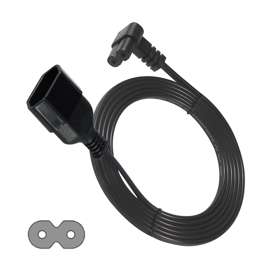 European 2-Pin Female Socket to Right Angle IEC C7 Power Cable European 2-Pin Female Socket to Right Angle IEC C7 Power Cable