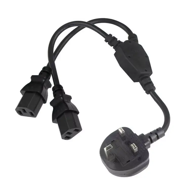 UK BS 1363 Plug to Dual IEC C15 Y-Splitter Power Cord UK BS 1363 Plug to Dual IEC C15 Y-Splitter Power Cord