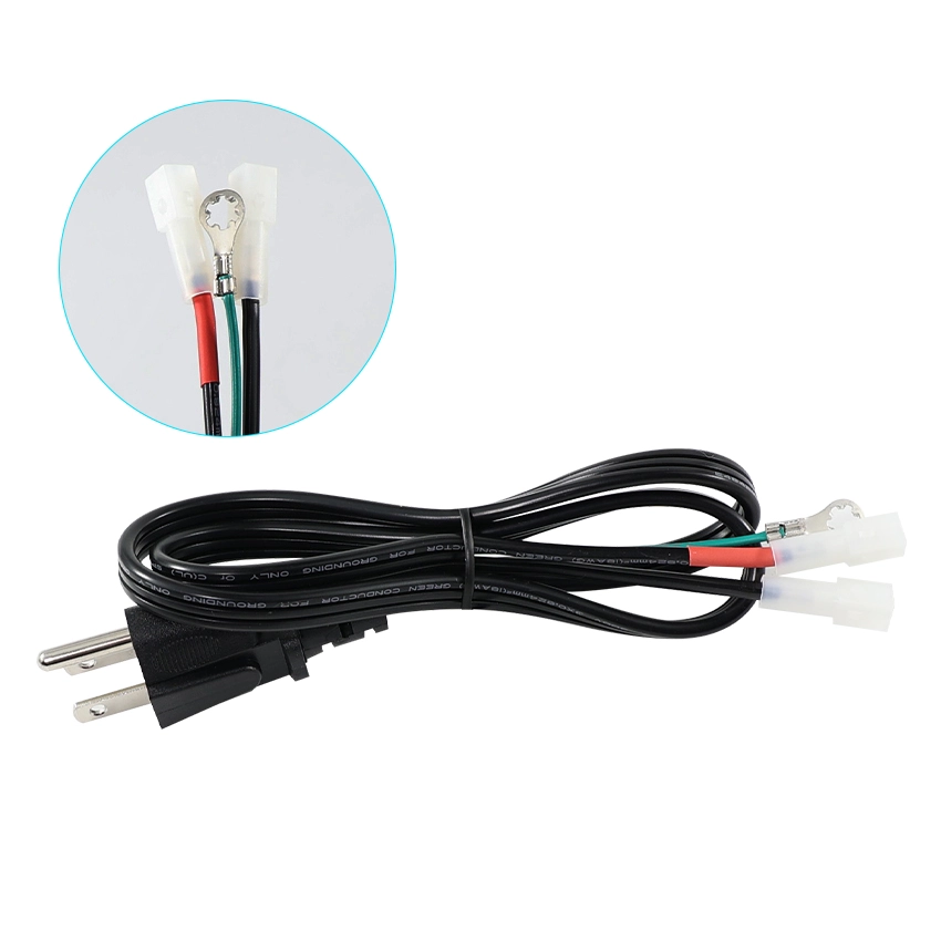 NEMA 5-15P to Crimp Terminals Flat Pigtail Power Cord