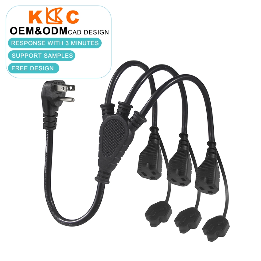 NEMA 5-15P to 3-Way NEMA 5-15R Splitter Extension Cord with Weatherproof Caps NEMA 5-15P to 3-Way NEMA 5-15R Splitter Extension Cord with Weatherproof Caps