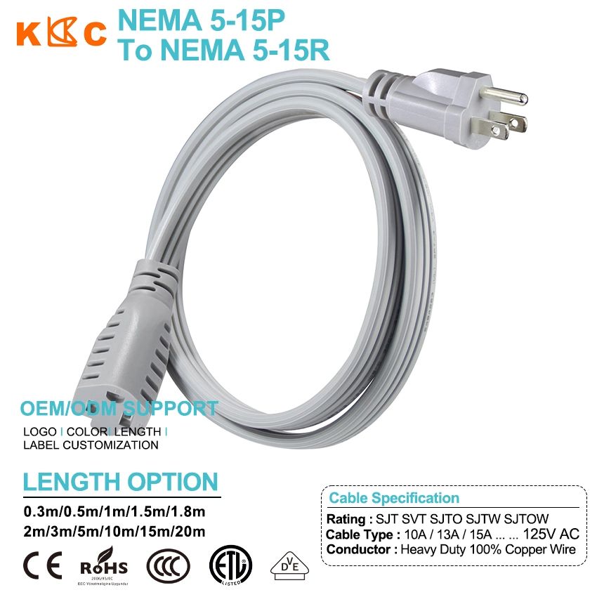 Gray NEMA 5-15P to 5-15R Extension Cord Gray NEMA 5-15P to 5-15R Extension Cord