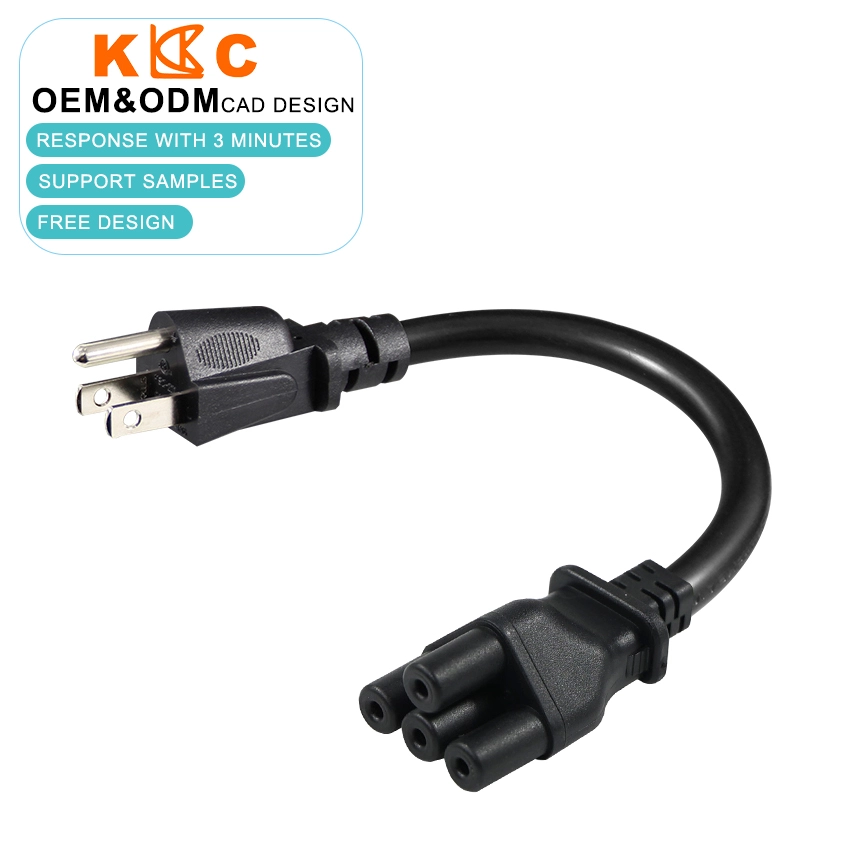 NEMA 5-15P to 4-Hole "Plum Blossom" Style Female Power Cord