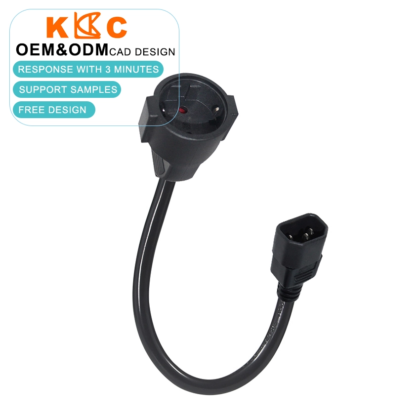  IEC C14 Male to European Schuko Female Extension Adapter Cord