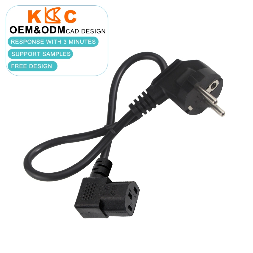 European Schuko CEE 7/7 to Left Angle IEC C13 Power Cord