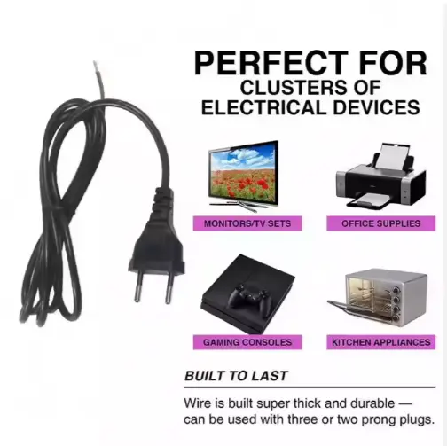 European 2-Prong AC Cord Open End