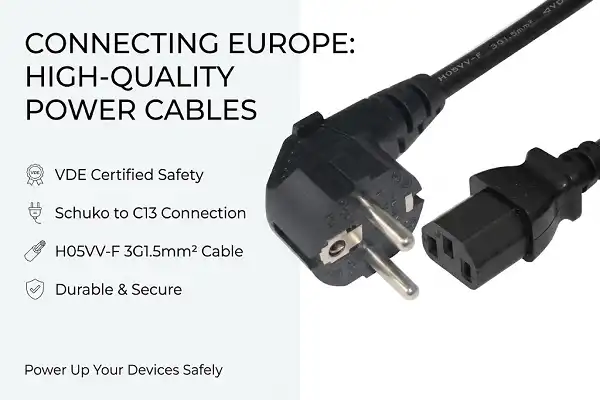 Replacement Netzkabel Schuko C13 for PCs and UPS Systems