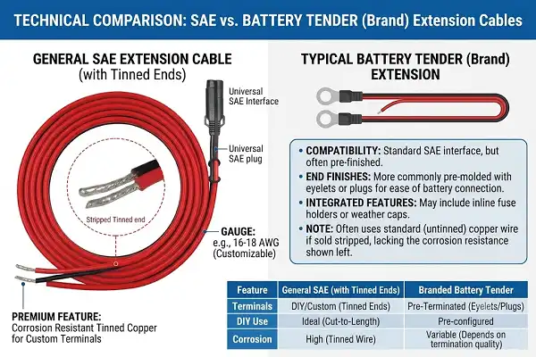 SAE Extension Cable vs Battery Tender Extension Cable