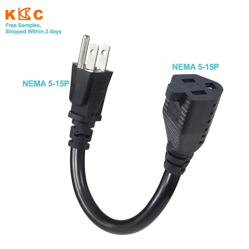NEMA 5-15P to NEMA 5-15R Power Extension Cord, 15A 125V US 3 Pin Power Cable 