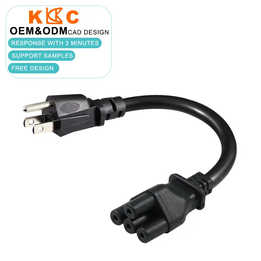 NEMA 5-15P to 4-Hole "Plum Blossom" Style Female Power Cord