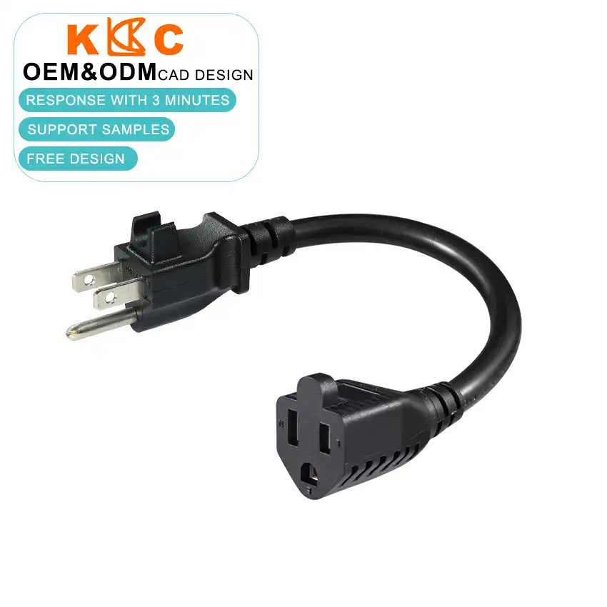 NEMA 5-15P to NEMA 5-15R Power Extension Cord with Cable Clip