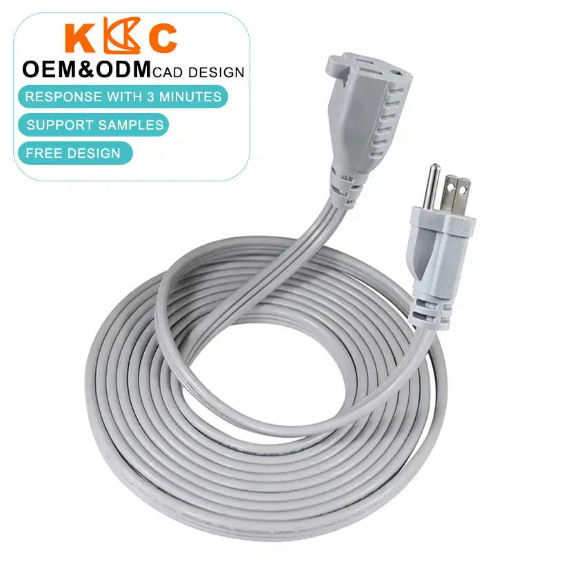 Gray NEMA 5-15P to 5-15R power cable