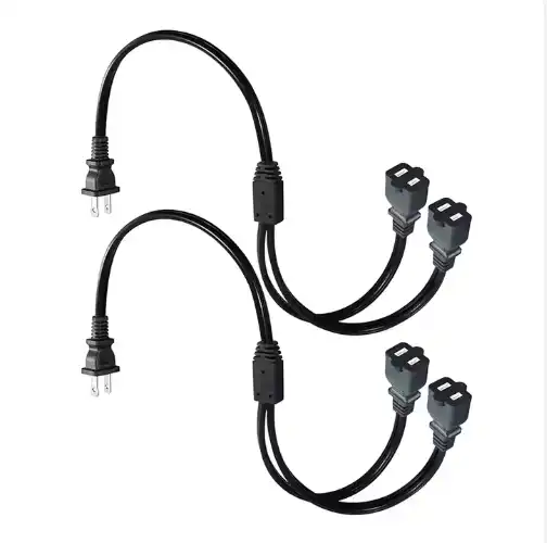 NEMA 1-15P to Dual NEMA 1-15R Y Splitter Extension Cord
