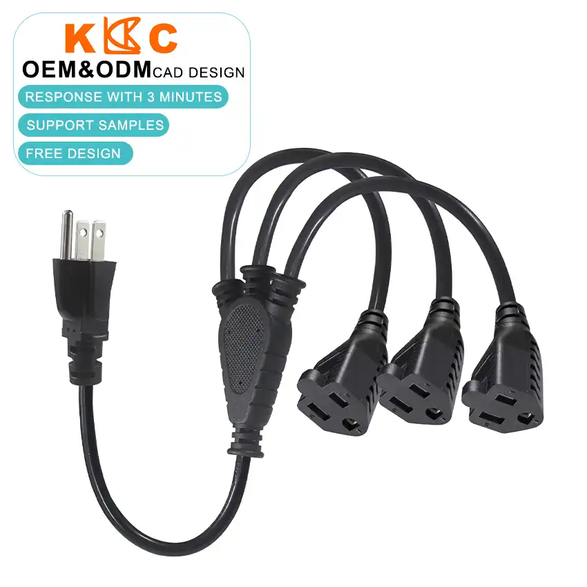 Nema 5-15P to 3X 5-15R Y Splitter Cord