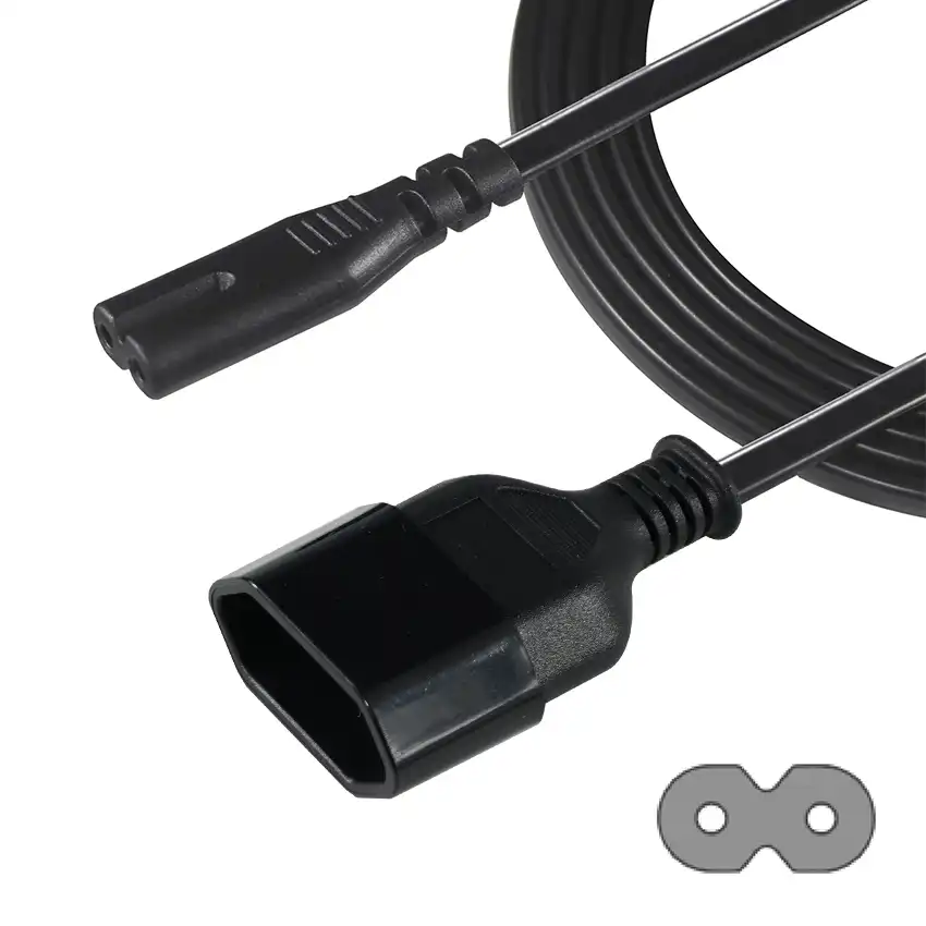 European 2-Pin Female Socket to IEC C7 Power Adapter Cable