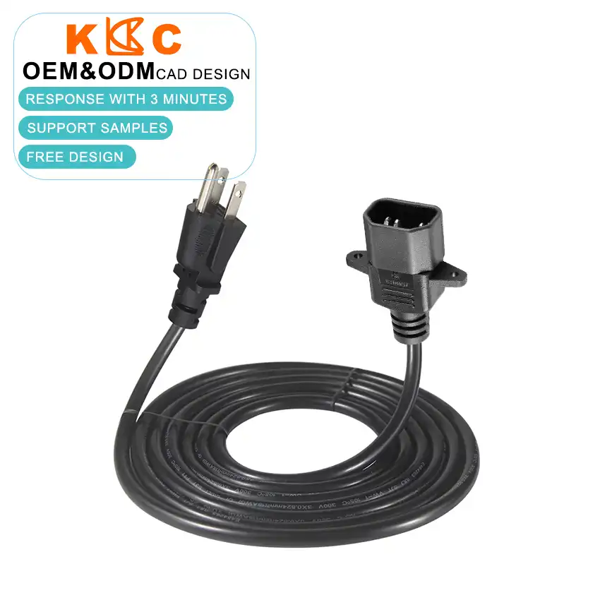 NEMA 5-15P to Panel Mount IEC320 C14 Power Cord