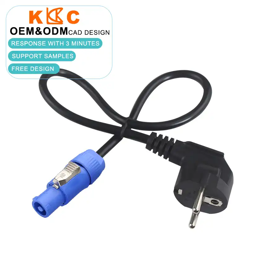 Right Angle EU Schuko Plug to PowerCON Power Cable