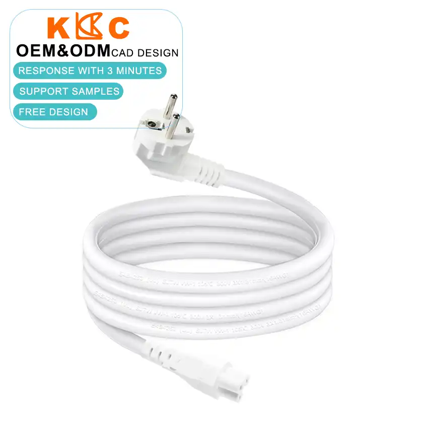 European Plug to IEC C5 White Power Cord
