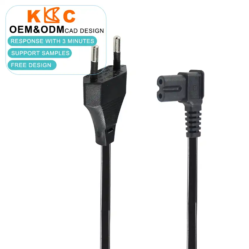  Euro 2 Pin Plug to Right Angle IEC C7 Power Cord