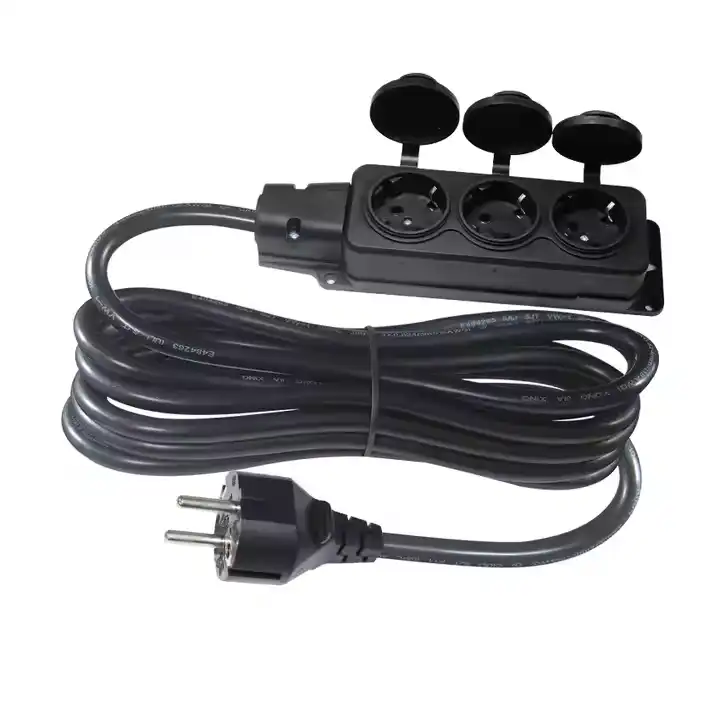 European 3-Outlet Power Strip with Protective Covers