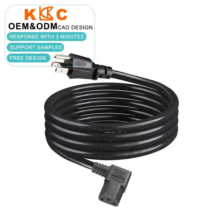 NEMA 5-15P to Right Angle IEC C13 Power Cord